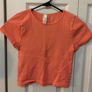 Nikibiki Coral Ribbed Short Sleeve Top